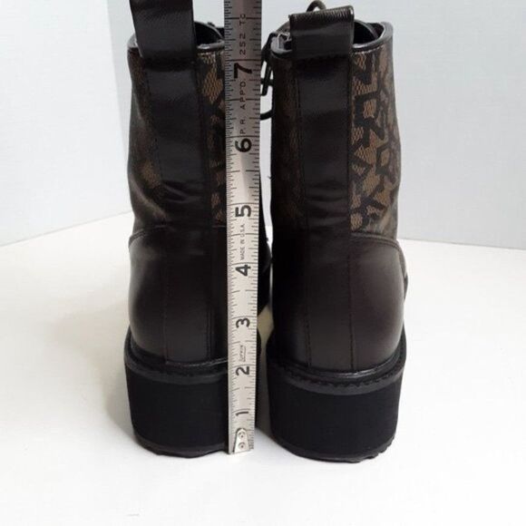 DKNY Women's Boot size 5.5M Roselyn Monogram Print Combat Faux Leather - Picture 6 of 9